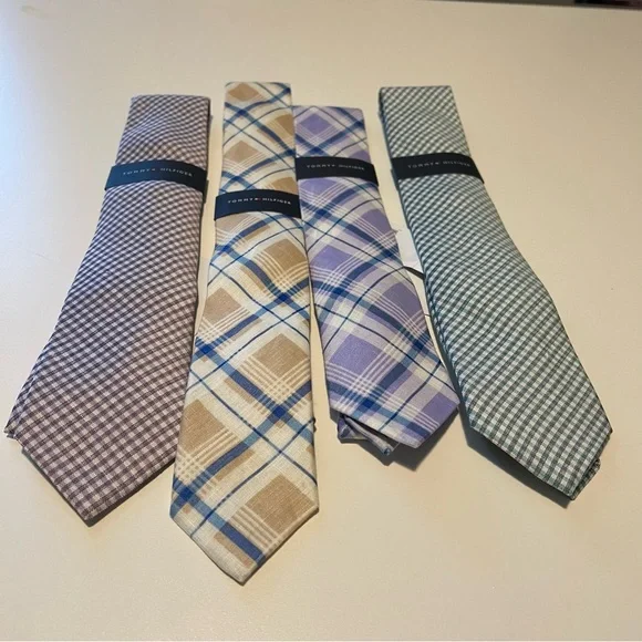 Tommy Hilfiger Men's Assorted Ties - Purple, Tan, Blue, Green - Picture 1 of 11